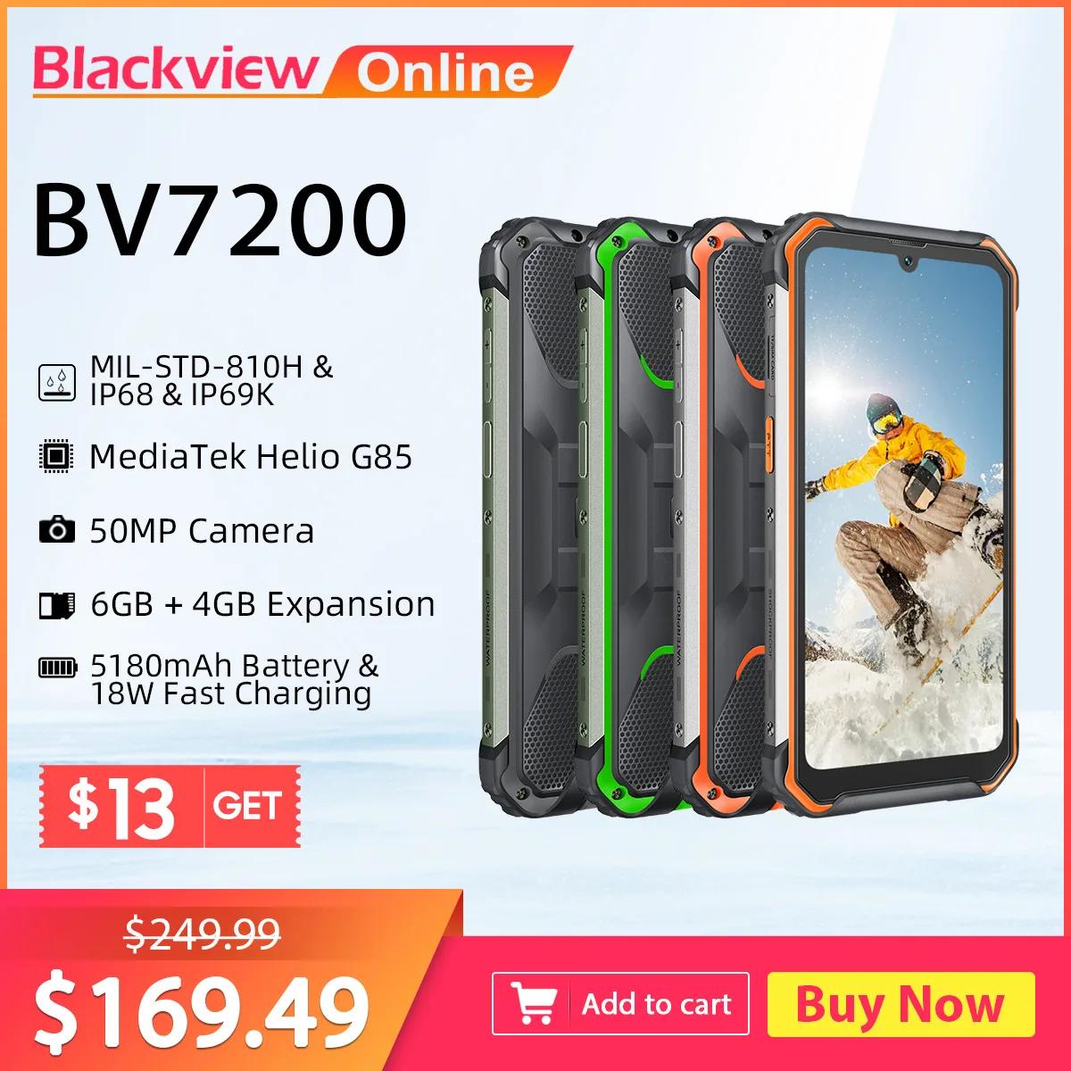 Blackview-BV7200 Helio G85 Ʈ, 6GB + 128GB ȵ̵ 12 ޴ 50mp ī޶ 5180mAh IP68  ڵ